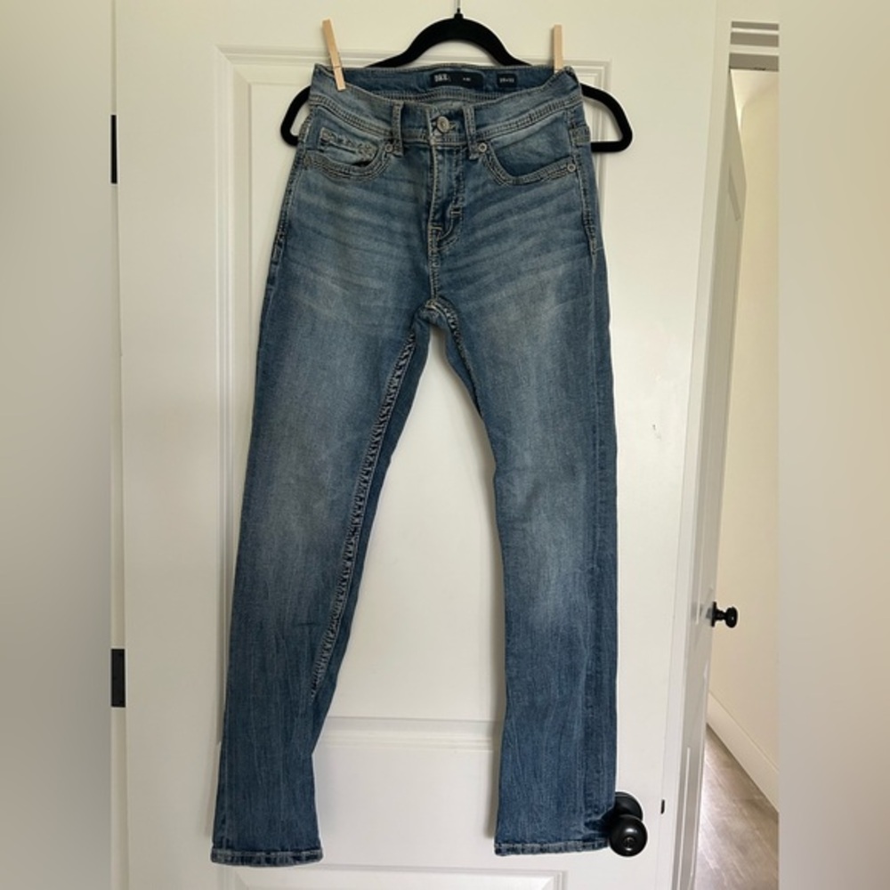 BKE Blue Straight-Leg Jeans with Subtle Fading